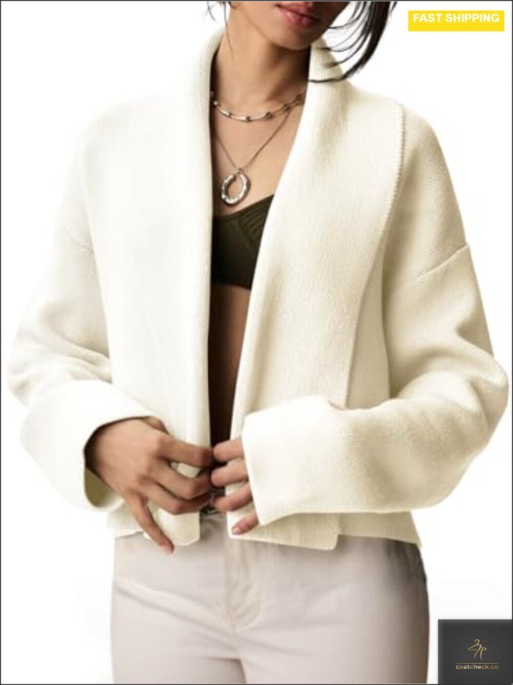 Open Front Cropped Cardigan Long Sleeve Sweater Jacket Fall Trendy Knit